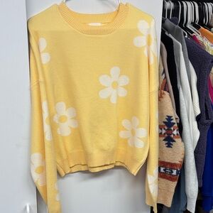Yellow Floral Crewneck Sweater